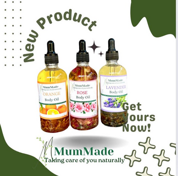 MumMade Organic Non-Greasy Body Oil | Handmade Natural Moisturizing Oil in Rose, Orange, and Lavender Scents